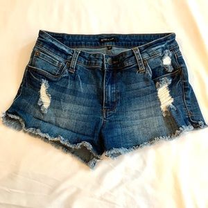 Distressed Blue Jean Shorts